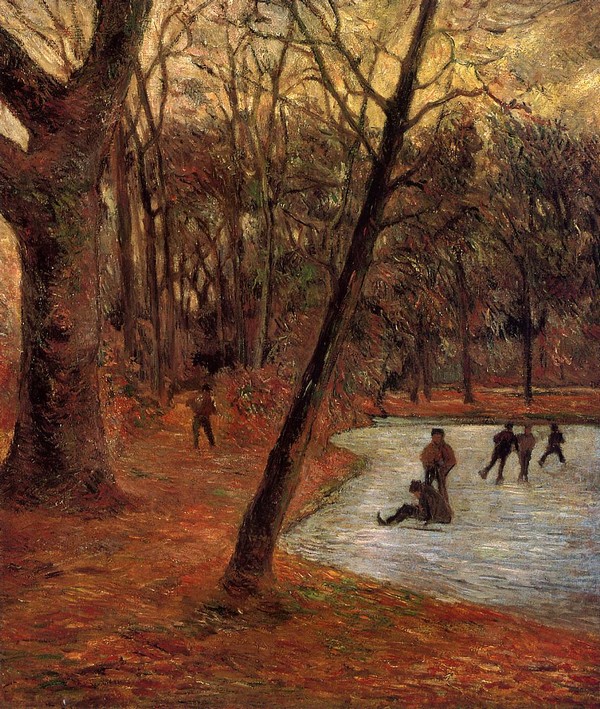 Skaters in Fredericksberg Park - Paul Gauguin Painting